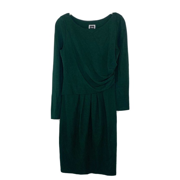 Two Ronen Chen Dresses & Skirts - Two Ronen Chen Emerald Green Long Sleeve Stretch Draped Dress Size 4